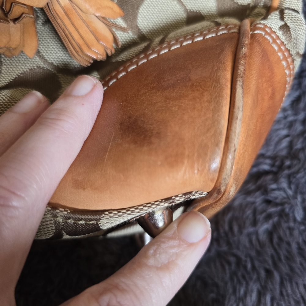 Coach Hampton Signature Canvas Satchel with Tan Leather Trim - Picture 2 of 5
